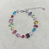 Colorful CZ Tennis Bracelet with Gold Plating