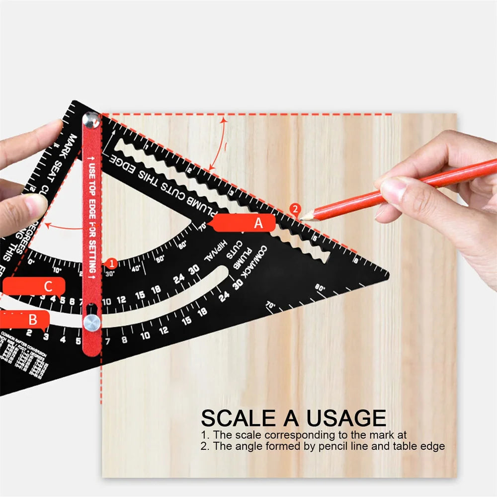 Adjustable Aluminum Alloy Triangle Ruler for Woodworking