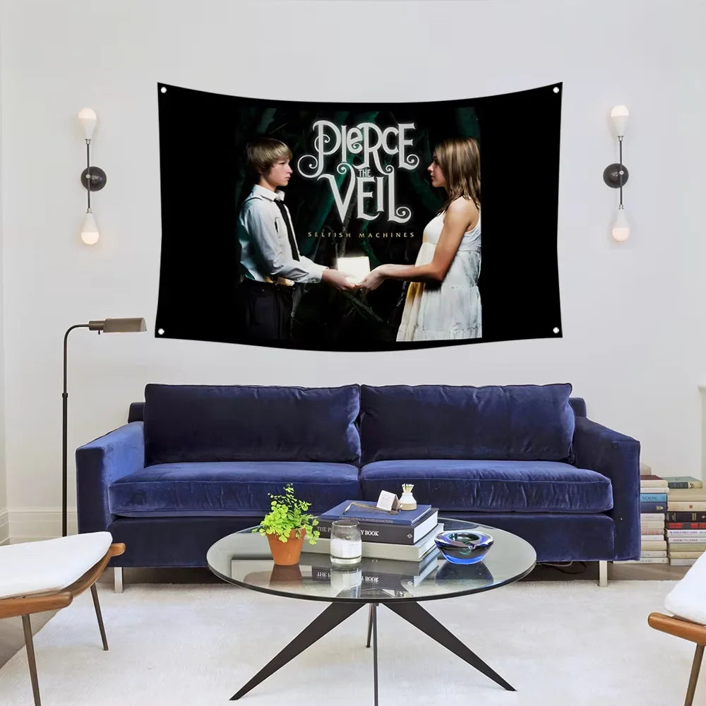 Pierce The Veil Band Flag Tapestry with Brass Grommets