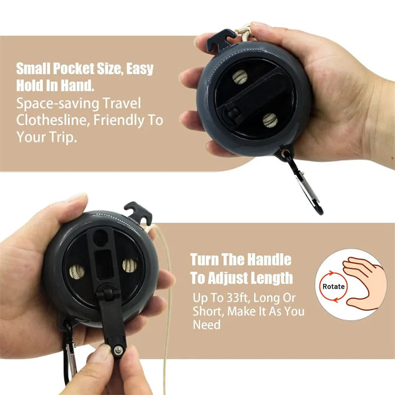 Portable Retractable Clothesline with Compact Case
