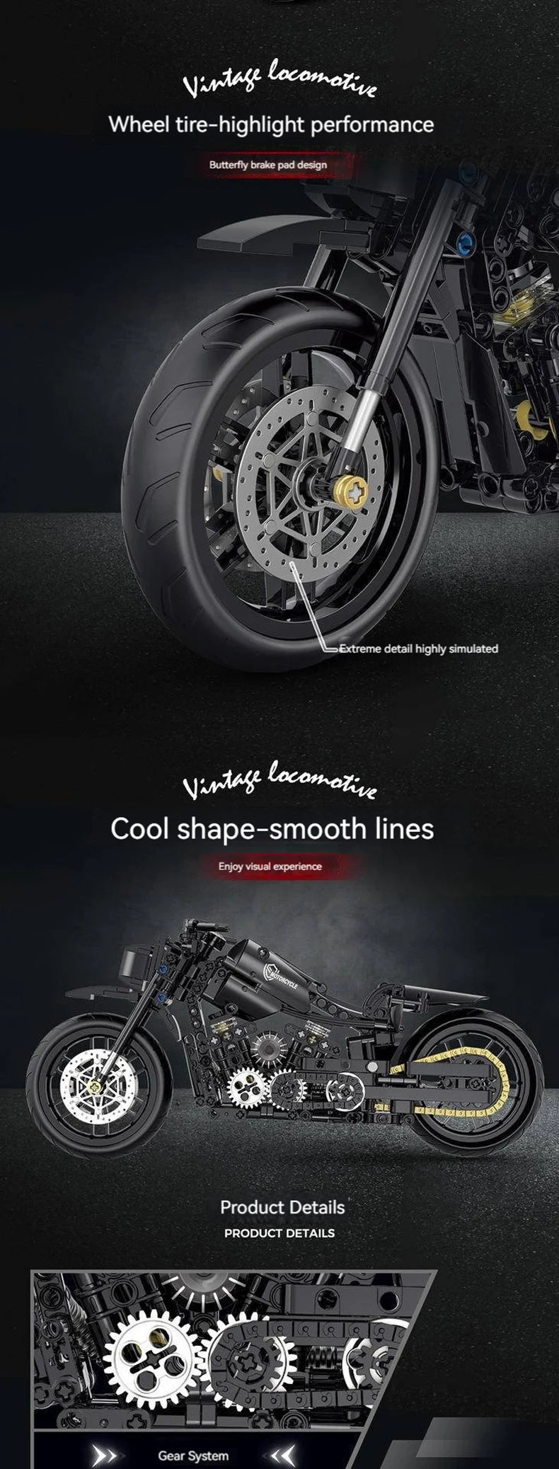 Close-up of a motorcycle wheel assembly showing detailed performance components and smooth lines.