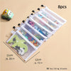 An 8-piece set of transparent mesh zipper pouches in various sizes with a small toy car.