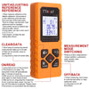 Orange TTaka7 laser distance meter with digital display and various measurement modes.