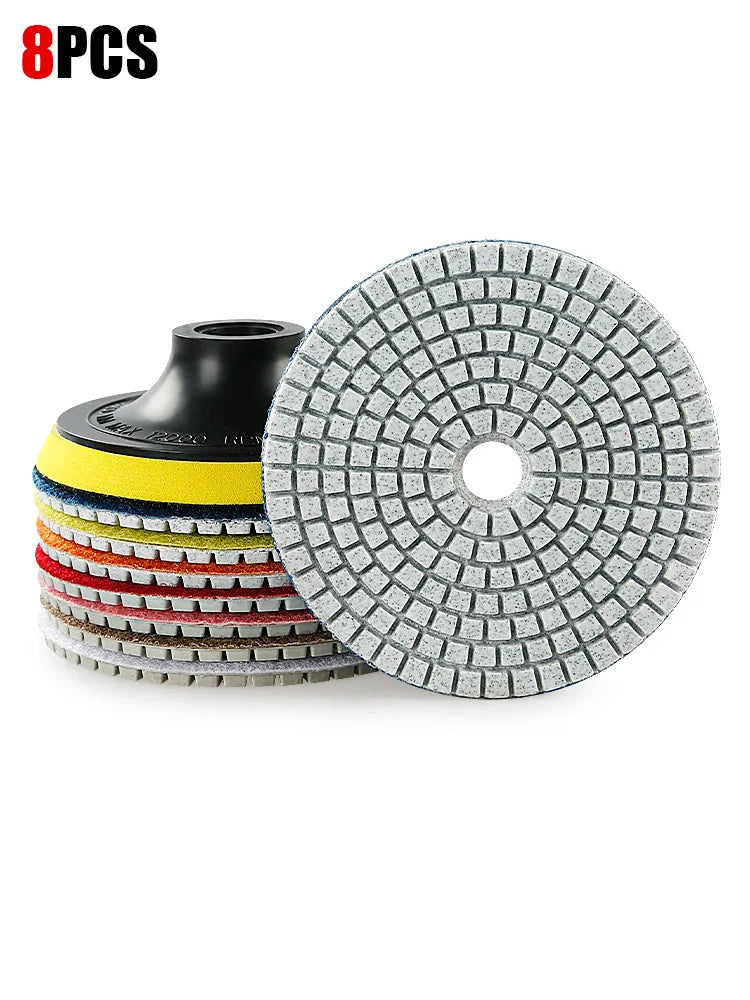 4-Inch Diamond Polishing Pads with Backer Pad (50-3000 Grit)