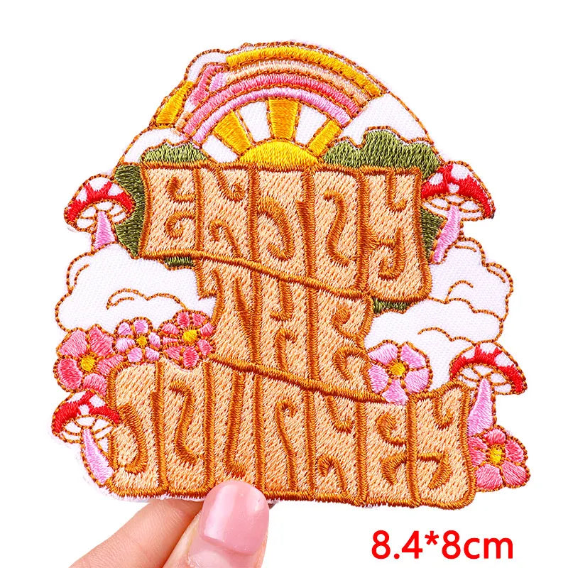 Encouraging Embroidered Iron-On Patches for Jackets, Jeans & Bags