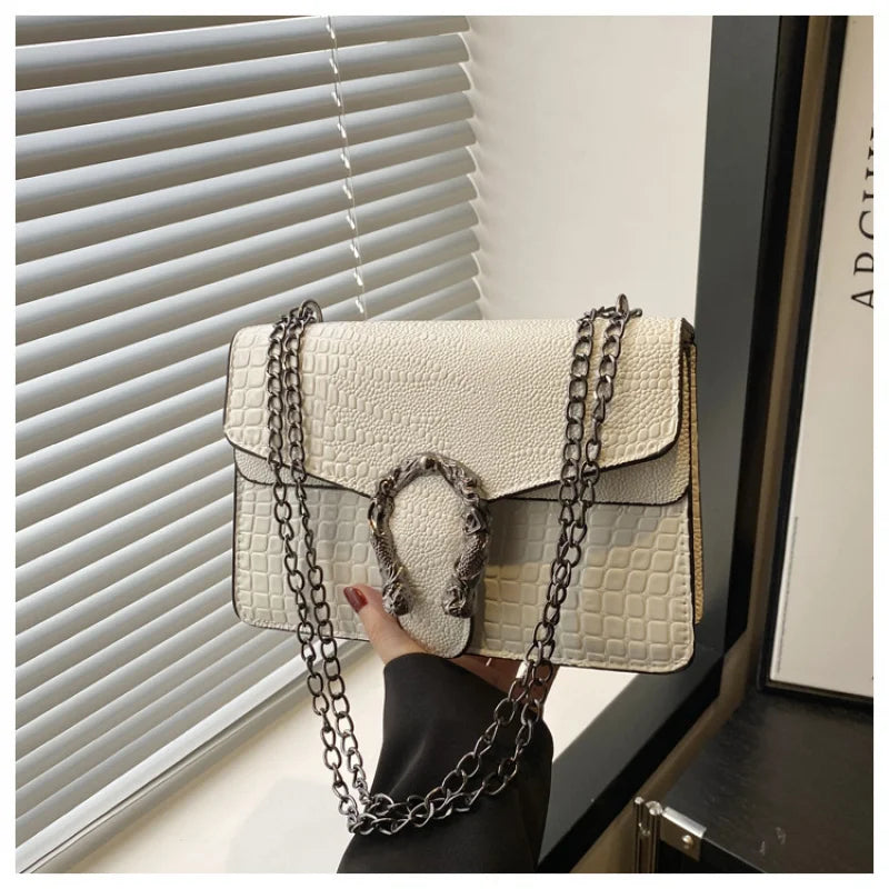Retro Schlangenmuster Quadratische Crossbody-Tasche