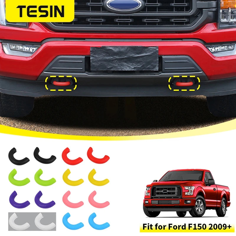 Set of TPE front bumper tow hook covers for Ford F150 trucks