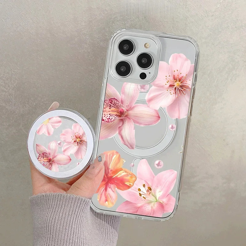 Floral Magnetic Phone Case with Kickstand