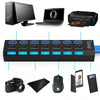 7-Port USB 2.0 Hub with Power Adapter and On/Off Switches