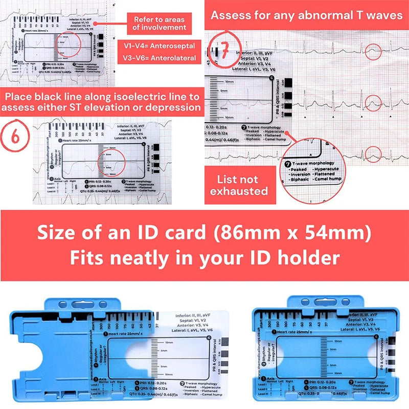 ECG 7-Step Interpretation Ruler Card