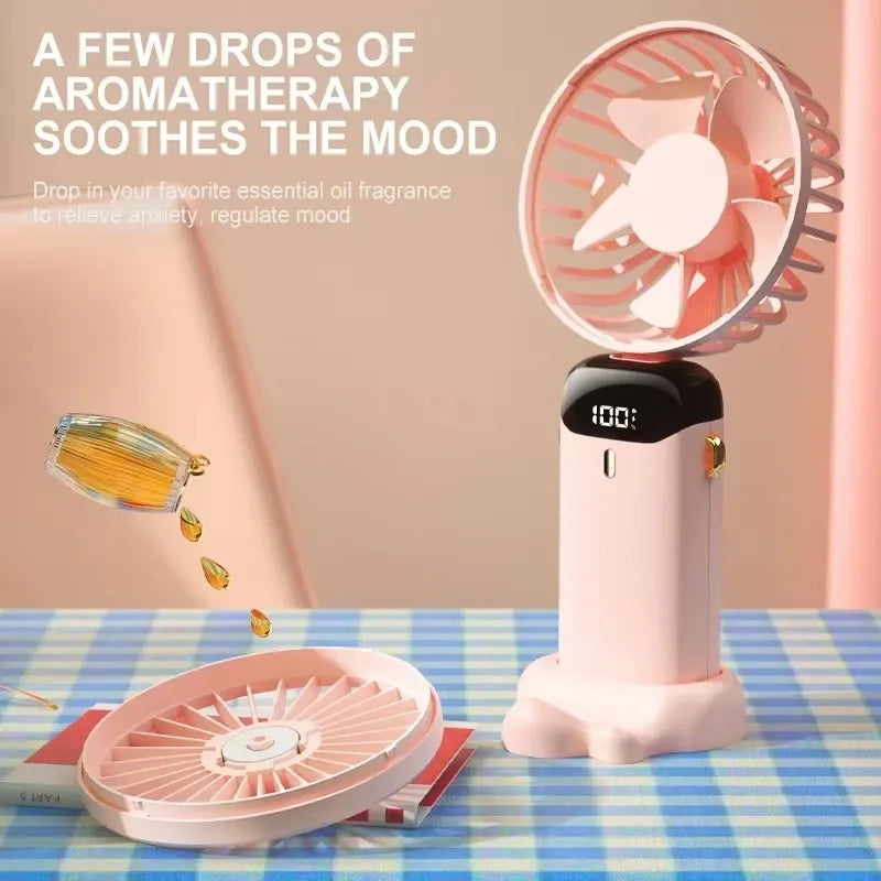 Portable Neck Fan with LED Display and Phone Stand