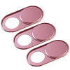 Three pink magnetic webcam covers for laptops, tablets, and phones