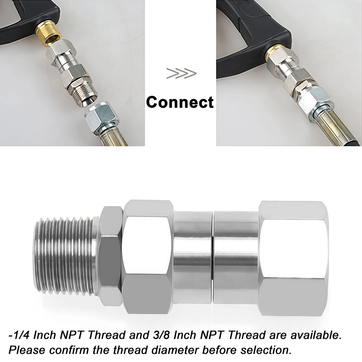 360° Rotating High-Pressure Washer Swivel Joint (3/8" & 1/4" NPT)