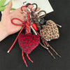 Leopard Print Plush Keychain with Woven Rope