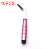 A set of ten pink fine point stylus pens with black tips and pink cords.