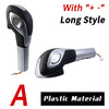A long style gear shift knob with plus and minus markings made of plastic material