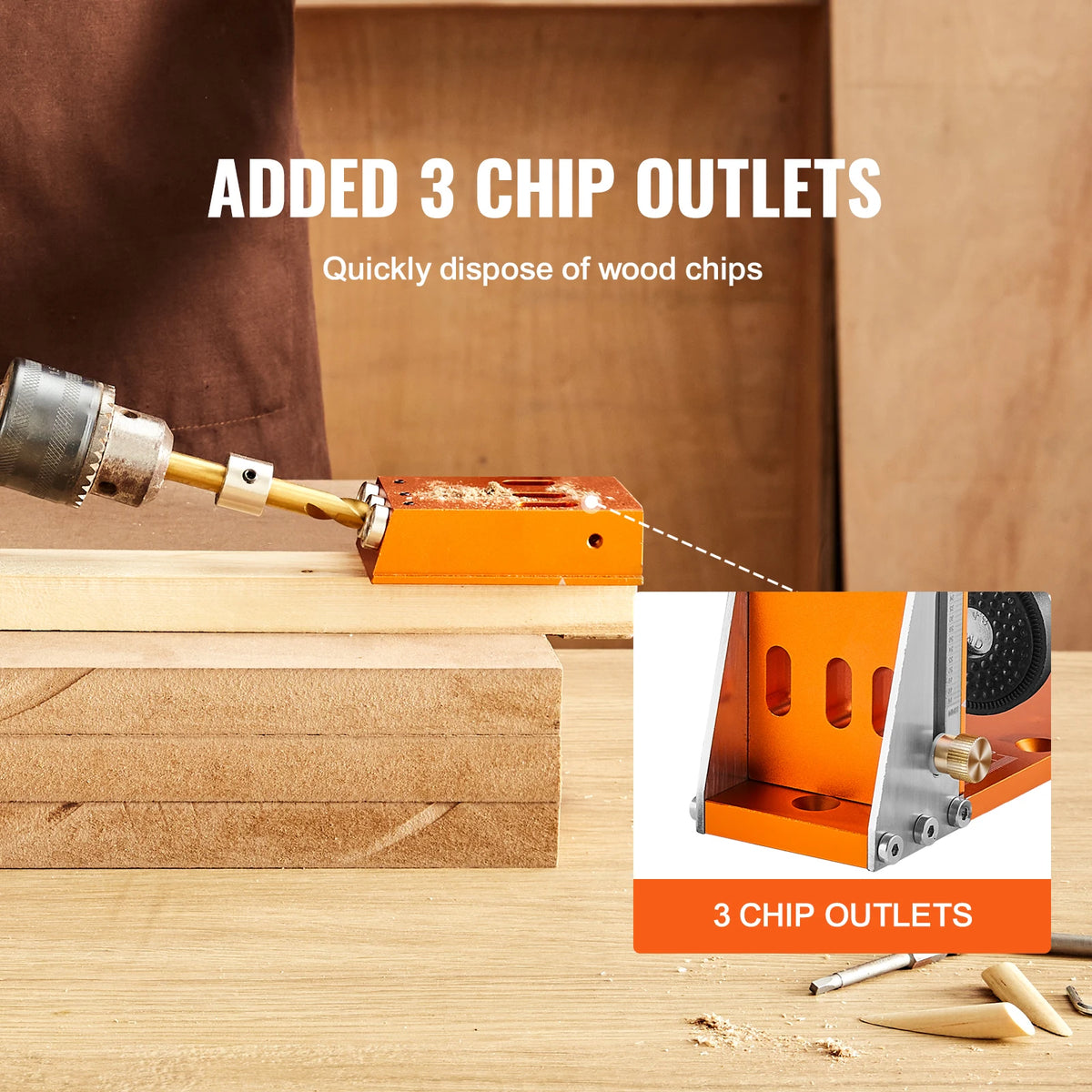 Adjustable Aluminum Pocket Hole Jig Kit with Step Drills