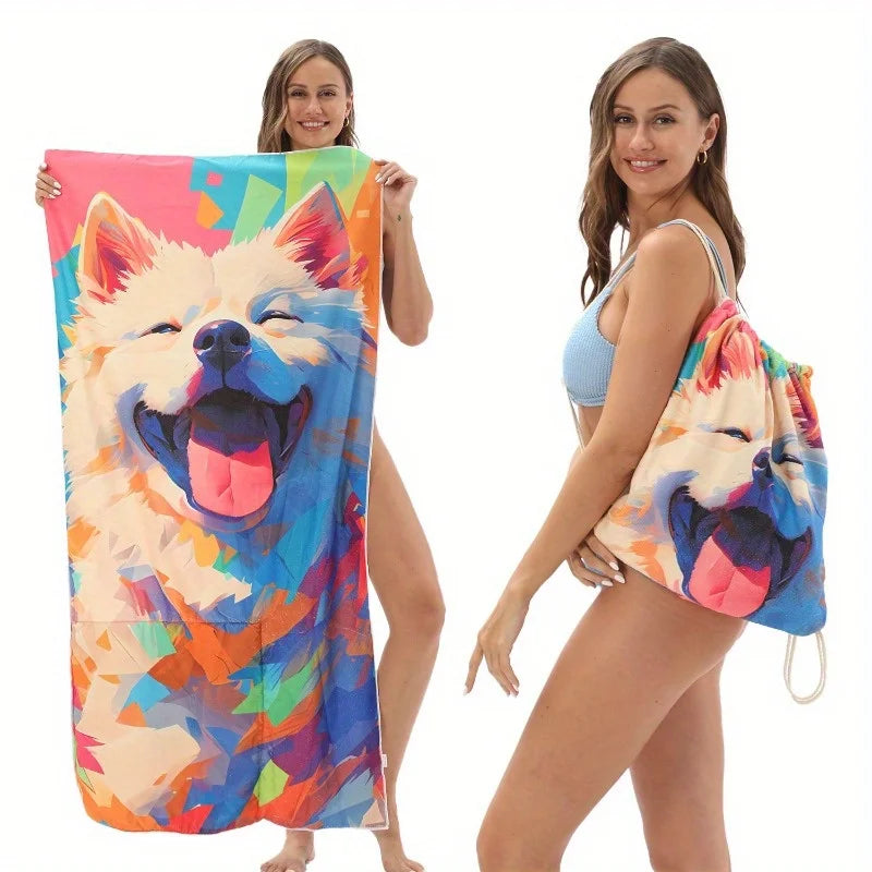 Toalla de playa plegable y compacta con bolsa de almacenamiento