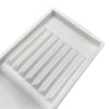 White plastic drawer organizer tray with ribbed compartments for storing dental instruments