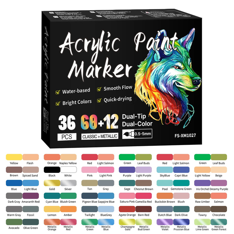 Dual-Tip Acrylic Paint Markers