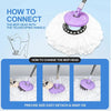 Diagram showing how to connect a mop head with a telescoping handle and instructions for changing the mop head