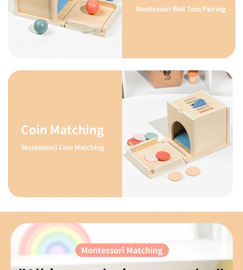 Montessori 4-in-1 Wooden Color Sorting & Shape Matching Box for Toddlers