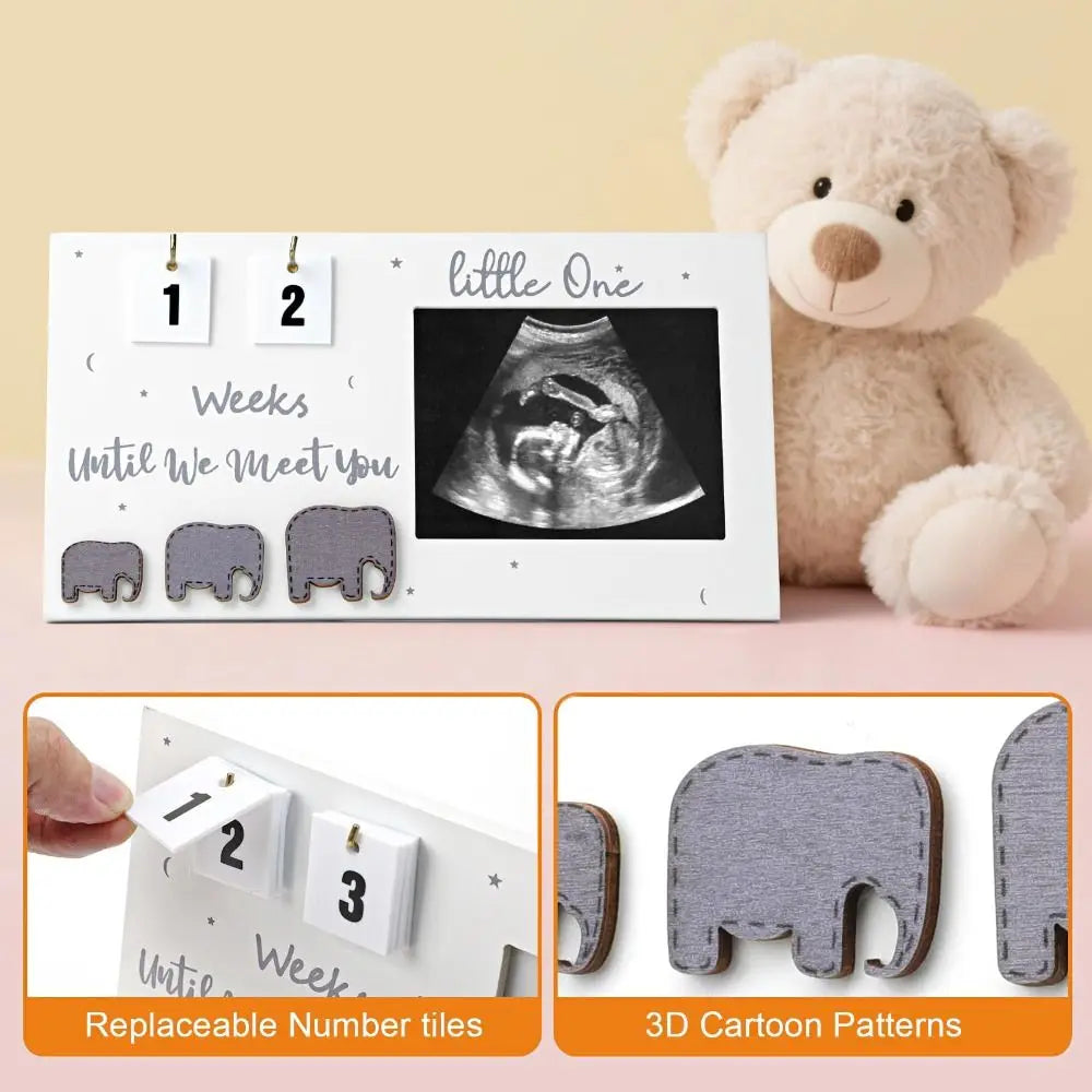 Wooden Pregnancy Countdown Picture Frame with Ultrasound Slot