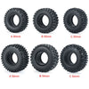 A set of soft rubber tires for RC crawler cars in various diameters and sizes.