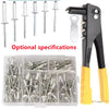 Un ensemble d'outils de rivets lourds professionnels et diverses spécifications, montrés avec un grand outil à main et un pla