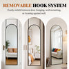 Removable hook system for door hanging, wall mounting, or leaning against a wall.