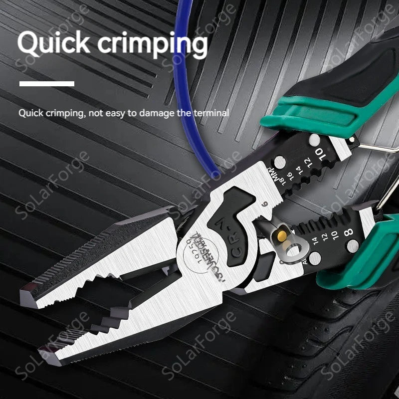 9-in-1 Multifunctional Wire Stripping Pliers with Crimping Action