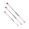A set of airless paint sprayer extension poles with red and silver components.