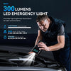 A man is using a 300 lumens LED emergency light on a car, demonstrating its brightness for dark environments.