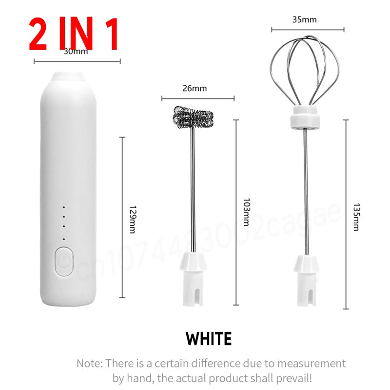 Wireless USB-C Milk Frother & Handheld Blender – Stainless Steel