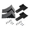 Black heavy-duty rubber wheel chocks with non-slip grip and mounting brackets