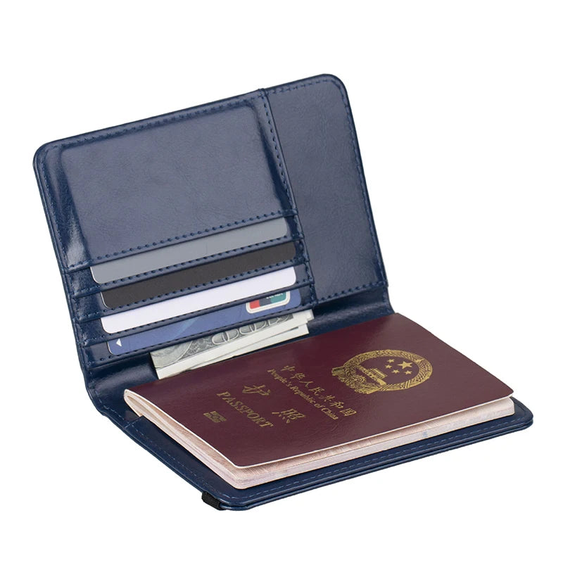 Classic PU Leather Passport Holder with US Flag Detail