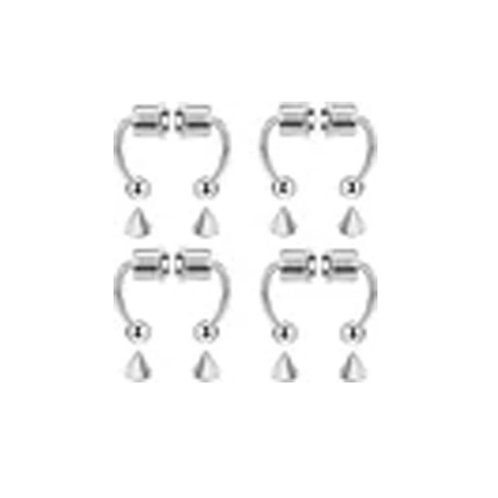A set of non-piercing magnetic nose ring hoops and studs.