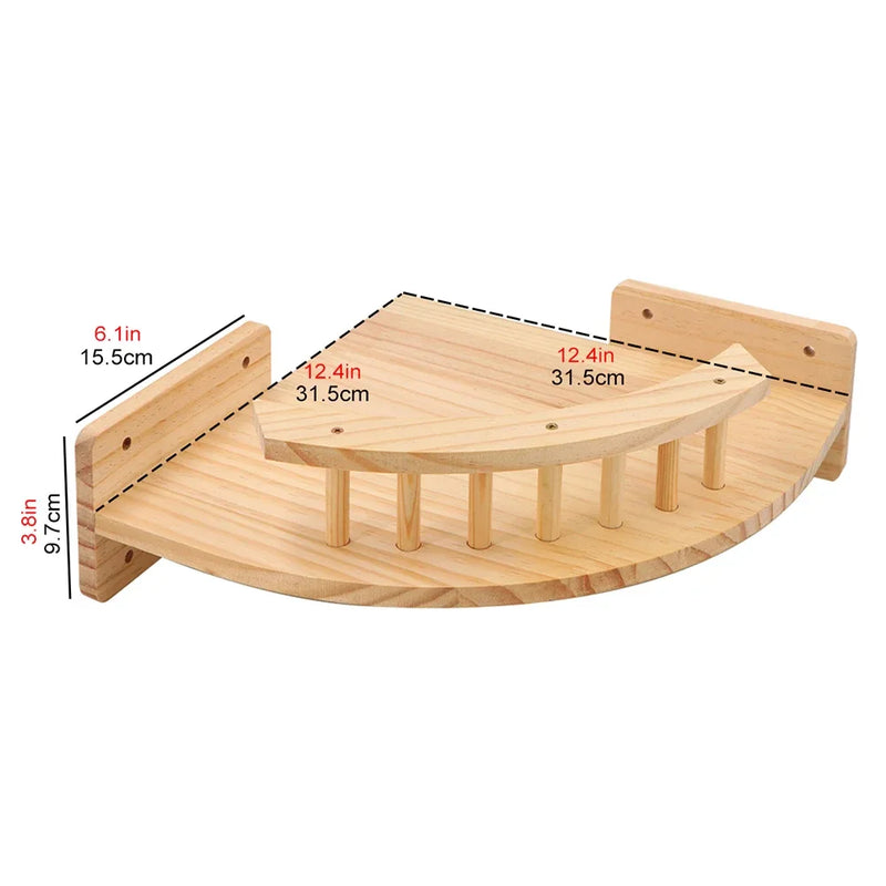 Wall-Mounted Wooden Cat Climbing Shelf with Sisal Scratching Post