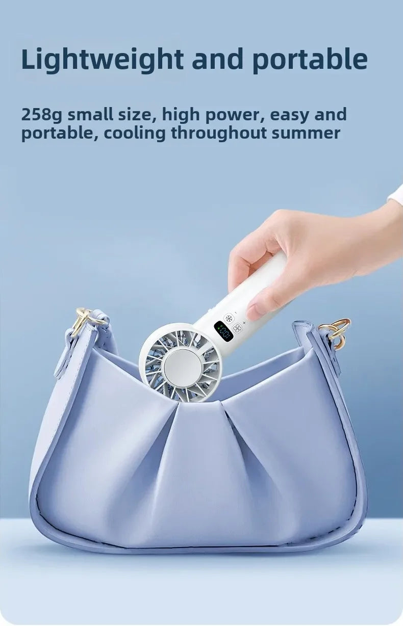 Portable High-Speed Rechargeable Handheld Fan with LED Display
