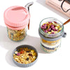 Glass Overnight Oats Container with Lid and Spoon