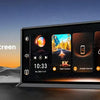 A black 5K Ai Screen dash cam device is displayed on a dark surface with a sunset background.