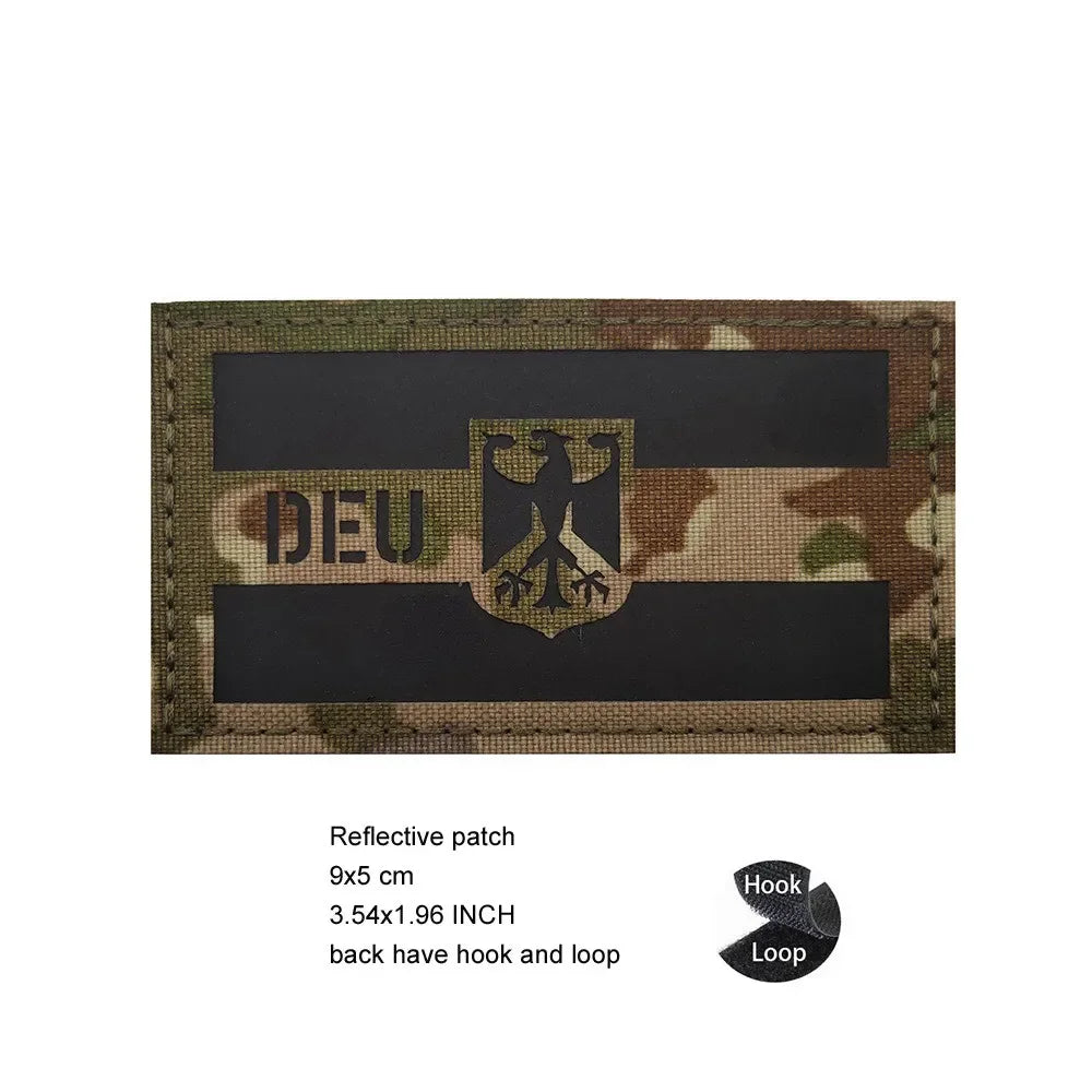 Luminous Reflective German Eagle Patch with Hook-and-Loop Backing