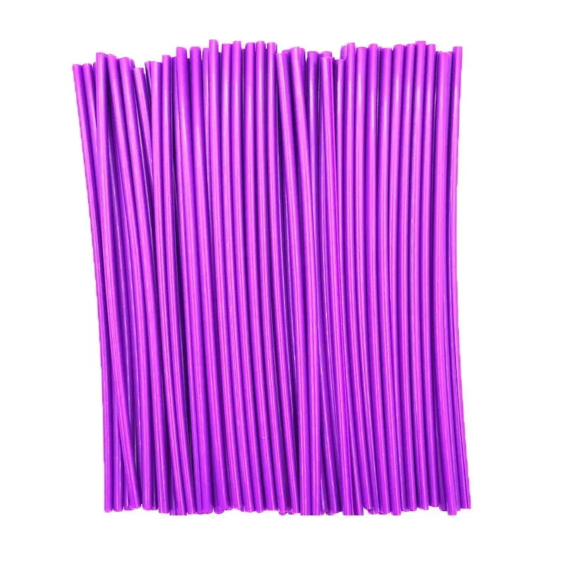 A bundle of 36 purple motorcycle wheel spoke cover wraps.