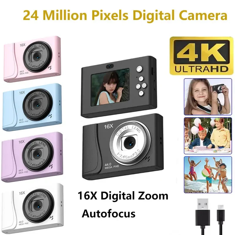 Compact Retro Digital Camera with 4K Video