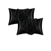 Funda de almohada de seda satinada negra de lujo para el cabello y la piel