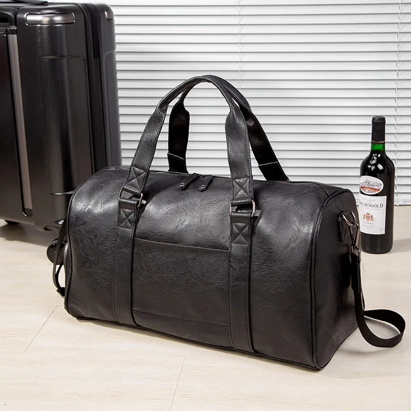 Herren Leder-Reise-Duffeltasche mit Schuhfach