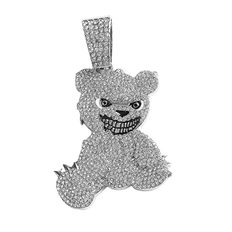 Collar con Colgante de Oso en Cadena Cubana