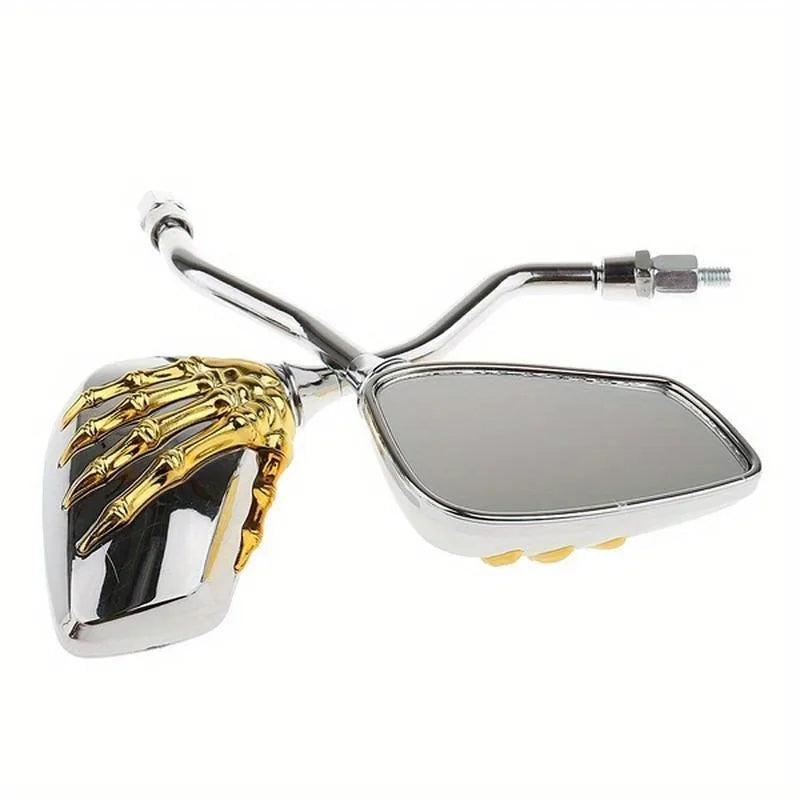 Universal Skull Skeleton Chrome Motorcycle Rear View Mirrors (Left & Right)