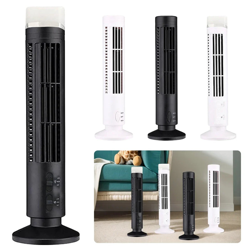 Compact Bladeless Tower Fan with USB Power