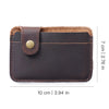 Vintage Leather Slim Card Holder with Snap Closure